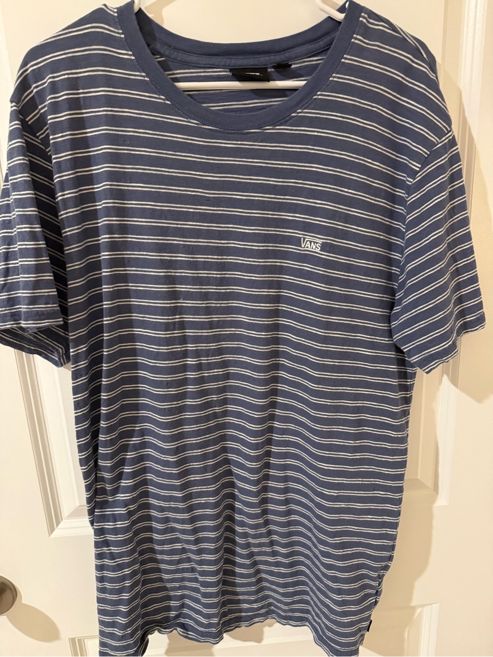 Vans Blue and White Striped Short Sleeve Crew Tee